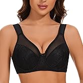 sheroine Women's Underwire Lace Minimizer Unpadded Bra Plus Size Full Coverage Floral Lifting Bras