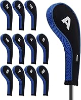 Andux 12pcs Iron Head Cover Set RH Zipper Neoprene Black Blue view 7