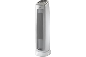Lasko Oscillating Ceramic Tower Space Heater for Home with Overheat Protection, Timer, 22.5 Inches, Silver, 1500W, 5775