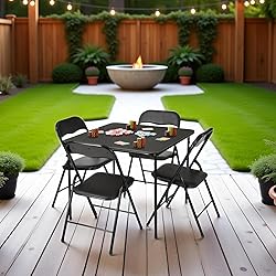 FurnitureR 5-Piece Folding Table and Chair Set