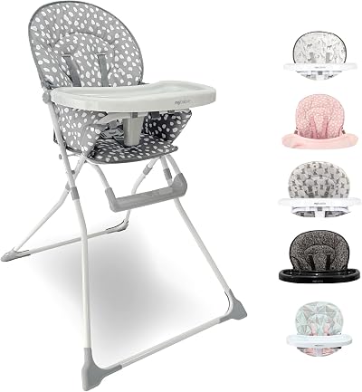 My Babiie MBHC1 Compact Highchair Grey Dalmatian 6m-3y 5kg Foldable