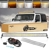 Auxbeam 50 Inch LED Straight Light Bar, 6 Modes 288W Offroad Strobe Light | 6 Modes Series, White &amp; Amber Switchback, Memory, Restore &amp; Sync Functions, Warning Strobe, Built for Fog, Rain &amp; Offroad