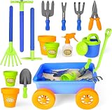 deAO Pull Along Kids Wagon Wheelbarrow Garden Play Set with 10 Accessories view 9