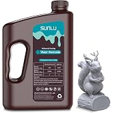 SUNLU 3kg Water Washable 3D Printer Resin, Fast Curing Low Shrinkage, High Precision Photopolymer Resin for LCD/DLP/SLA Printers,395 to 405nm UV Resin, 3000g Grey