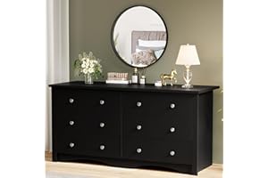 YESHOMY Black Dresser for Bedroom,6 Drawer Dressers, Storage Chest of Drawers for Hallway,Living Room, Entryway