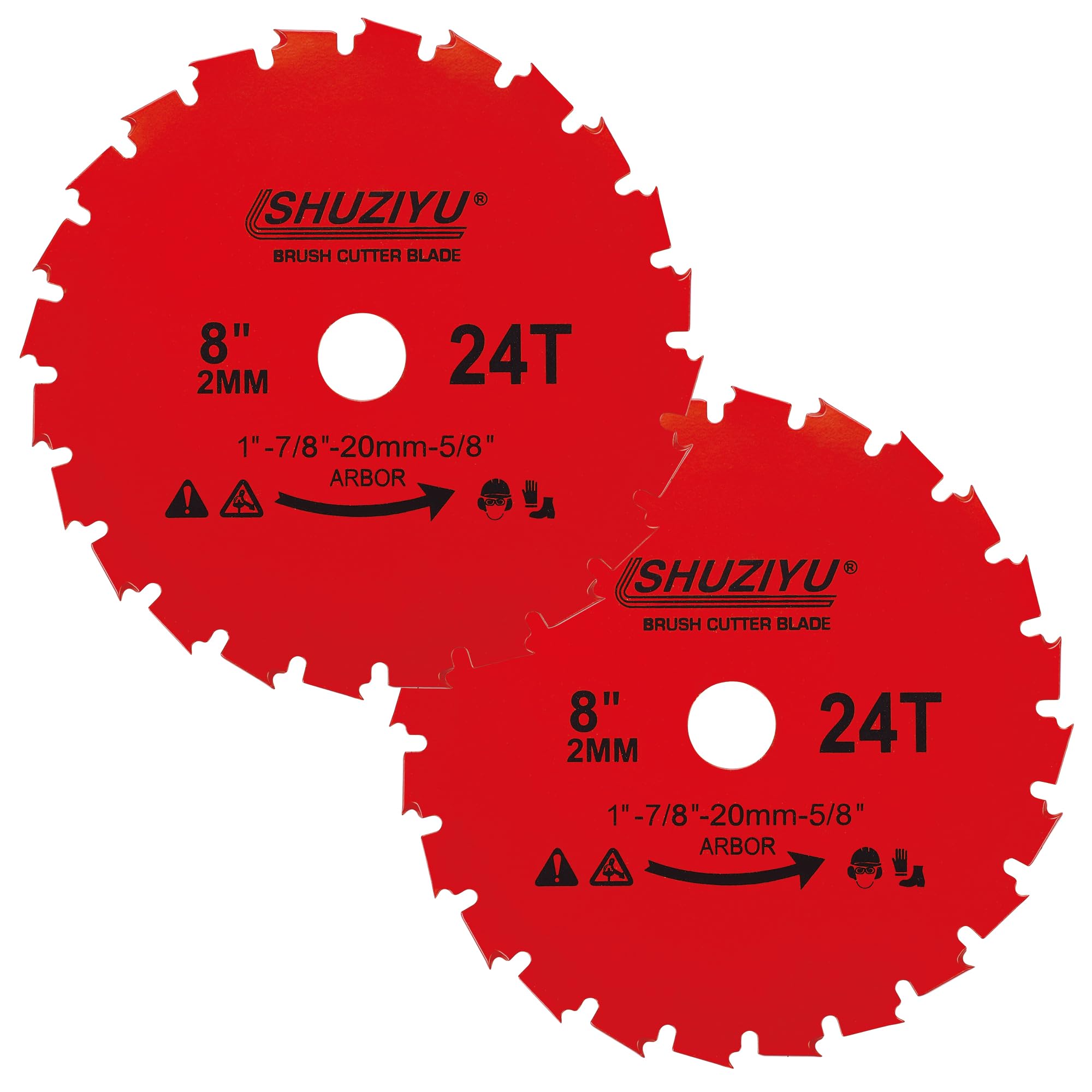 Photo 1 of SHUZIYU, 2-Pack, 8", 200x2.0mm-24T, Arbor 1" with 7/8"-20-5/8" Washer, Muching Blade, Brush Cutter Blade, Steel Blade. Suitable for All Brand of Brush Cutter