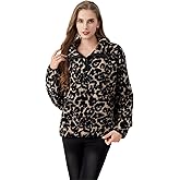 HYGLuosie Fashion Women's Sherpa Pullover, Fleece Stand Collar Jacket with Animal Geometric Print, Cozy Winter Outerwear