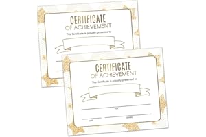 KRUCVOJO 25 Gold Stars Award Certificates - Certificate of Achievement - Student of The Month Certificates for Students,School Graduation Ceremony,Certificate of Achievement Awards.（8x10 in）