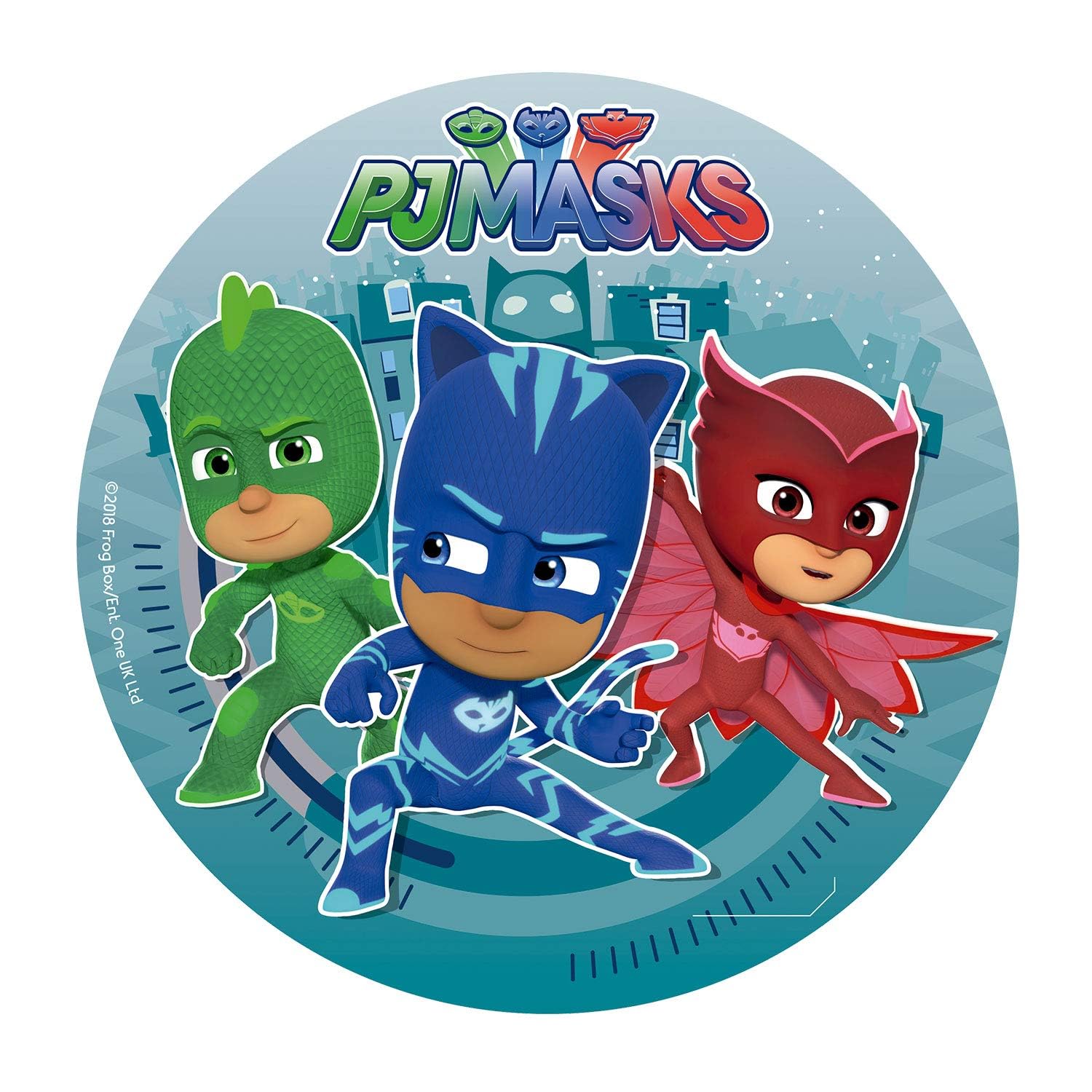 Dekora Compatible with Pj Masks Round 20cm 8 inch Edible Wafer Cake Topper