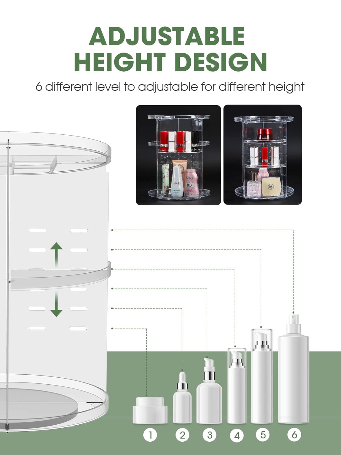 Kootek Rotating Makeup Organizer - 360 Spinning Makeup Storage Rack Adjustable Swivels Cosmetic Organizers Brush Holder Large Capacity with 4 Layers Tray for Bathroom Bedroom Vanity Dresser Room: Beauty