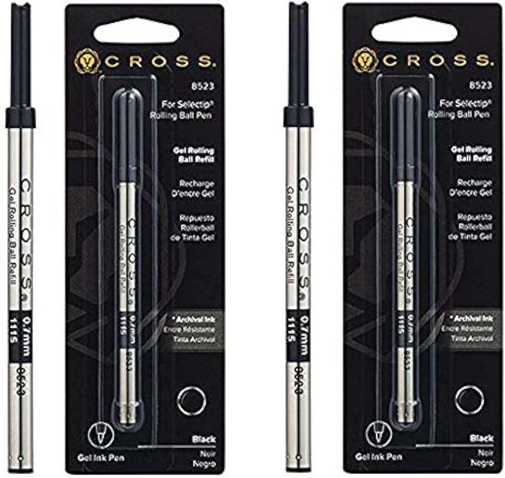 Cross Refill for Selectip Gel Roller Ball Pen Black 1 Card Pair (8523)