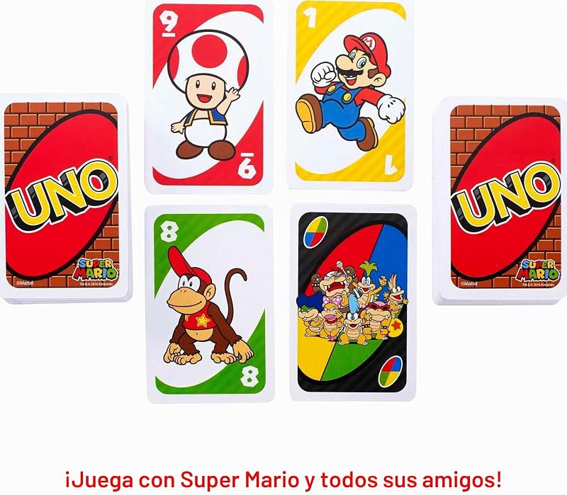 UNO Super Mario Juego de Cartas, 7+, 2-10 Jugadores