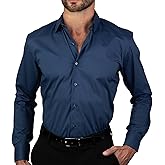 DKNY Men's Slim Fit Dress Shirts Solid Long Sleeve Stretch Wrinkle-Free Formal Shirt Business Casual Button Up Shirts