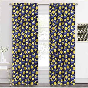 Cortinas de bolsillo para ventana de bebé, luna durmiente en la noche