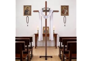 lukar 71 Inch Large Wooden Cross, Large Standing Cross for Church, Adjustable Wall Cross Decoration, Christmas Wedding Yard S