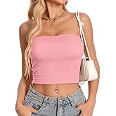 Women Tube Tops Strapless Shirt Summer Outfits Bandeau Basic Crop Top Y2k Going Out