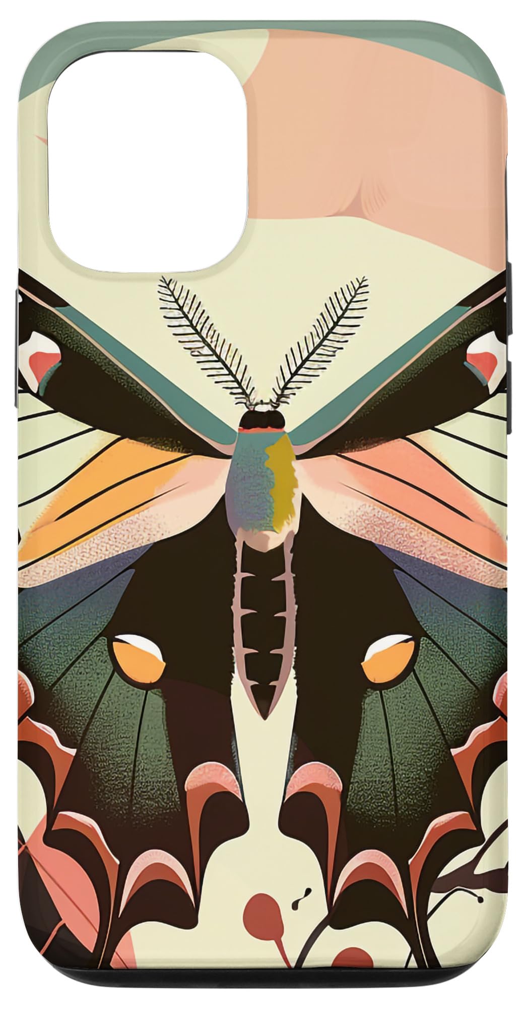 iPhone 12/12 Pro Floral Pastel Teal Luna Moth Case