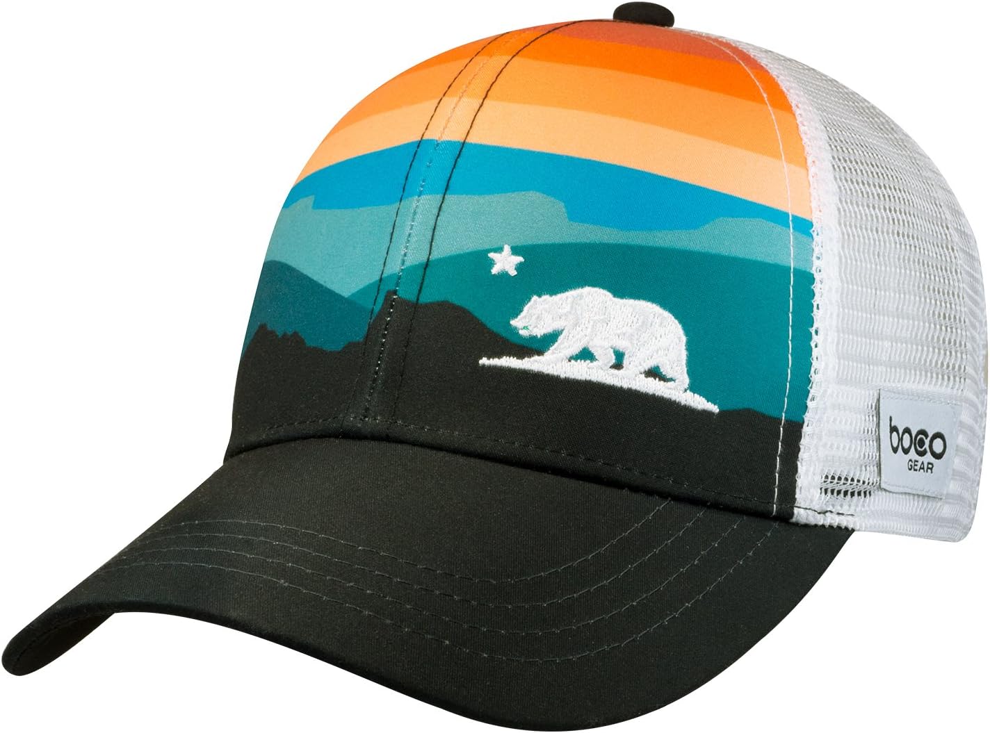 BOCO Gear Technical Trucker Hat - California Mountain Scene Black