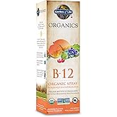 Garden of Life Organics Vitamin B-12 Spray, Raspberry Flavour | Supports The Immune System, Energy, Metabolism, and Healthy B