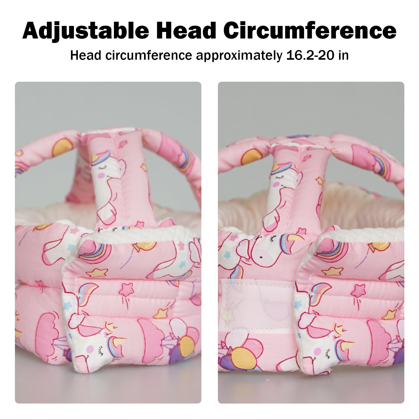 Baby Head Protector Baby Helmet for Crawling Walking, No Bumps Safety Head Adjustable Protective Cap for Walking, Playing (Unicorn)