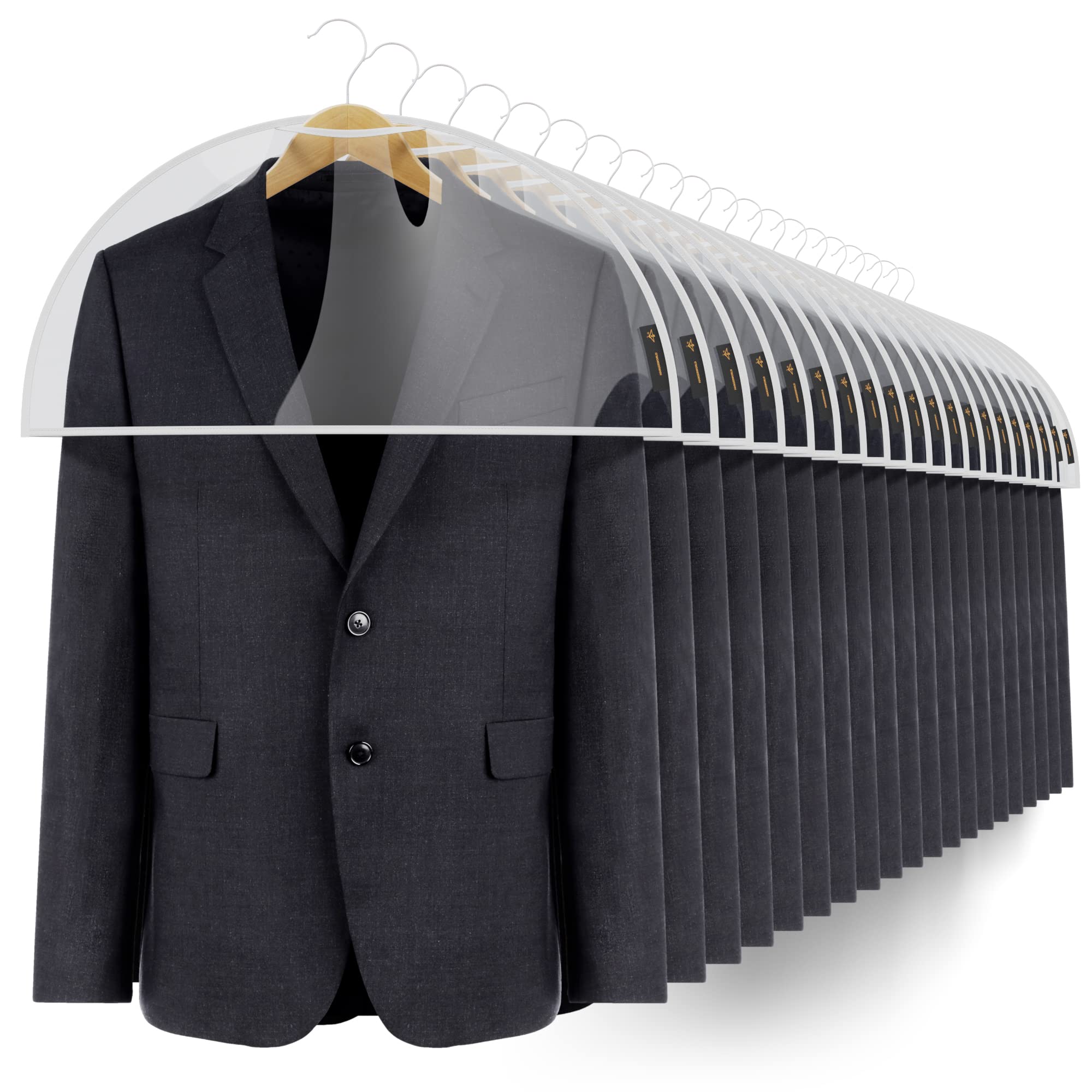Hangerworld 20 Clear Shoulder Clothes Suit Shirt Jacket Cover Protect Storage.