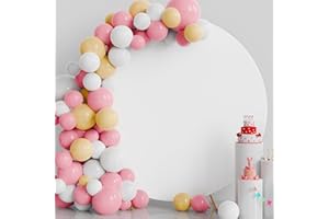 Putros 7.2FT Round Arch Cover White Circle Arch Cover Spandex Fitted Round Balloon Arch Cover for Wedding Birthday Party Decoration