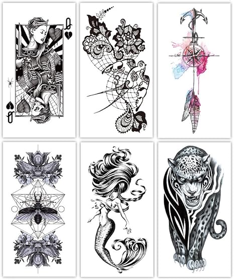 Amazon Co Jp 女子中学生の女の子子供のフェイクタトゥースリーブカバーのための6シートタトゥーステッカー カラフルな防水性と環境保護前腕一時的な入れ墨 5 ホーム キッチン