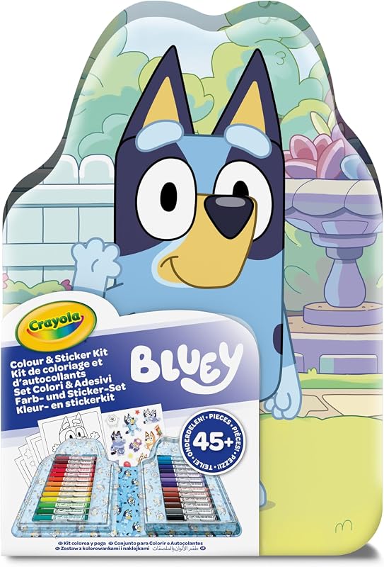 - Maletín Bluey para Colorear con Pegatinas, Set con rotuladores, Páginas para Colorear, Pegatinas, 45 Piezas, Regalo Creativo para Niños, a Partir de 5 años, 04-0784
