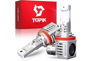 TOPIK T26 H11/H9 LED Bulbs 900% Brighter 36000LM 6500K Cool White, Plug N Play with 50000Hrs Lifespan, No Flicker, 99% Compatibility, H8/H9 Light for Off-Road Use or Fog Light, 2PCS