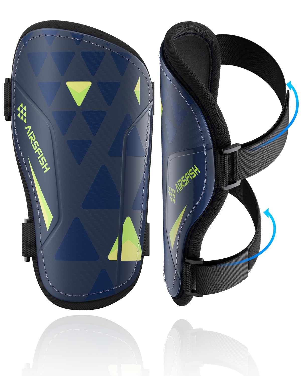 Photo 1 of Shin Guards Soccer Kids Youth, CE Certified AirsFish Shin Guard Protection Gear for 2-18 Years Old Boys Girls Teenagers High Impact Resistant Comfortable 1 Pair (Navy, Small)