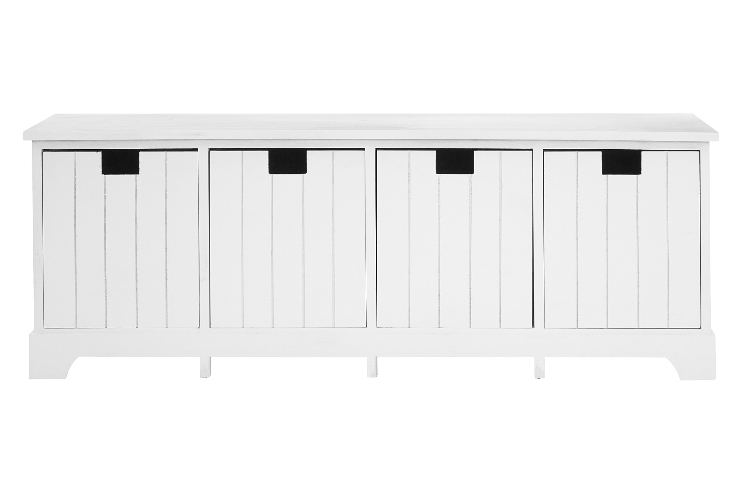 Premier Housewares New England 4-Drawer Bench, Wood, White