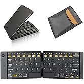 PopBloom Foldable Bluetooth Keyboard - Portable Keyboard with Storage Bag, Rechargeable Full Size Ultra Slim Compatible iOS Android Windows Smartphone Tablet and Laptop(Keyboard+Bag)