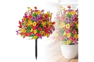 ROVIA Withaffect UV Resistant Artificial Outdoor Flowers: 16" Artificial Flowers for Outdoors - Waterproof Faux Flower Garden Stakes - Spring Decor for Yard Lawn Patio Walkway Porch Home