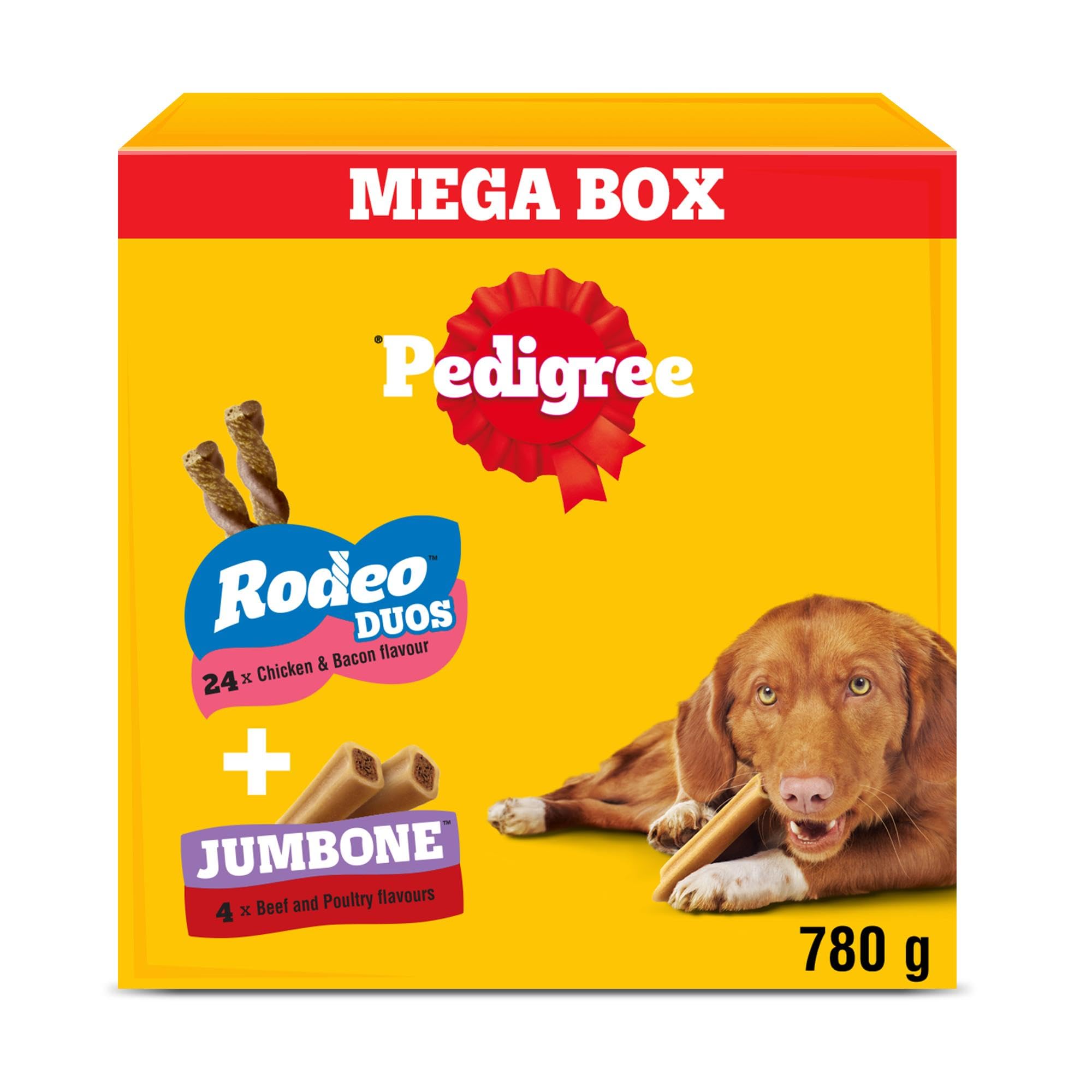 Pedigree Rodeo Duos & Jumbone Medium Dog Treats in Mega Box - Multi Mix, 780g Chews (Pack of 1)