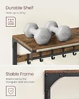 VASAGLE Wall-Mounted Coat Rack Shelf with 10 Removable Hooks LCR201B01 view 4