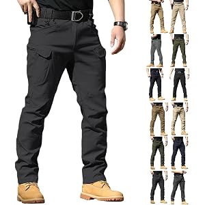 S-4XL Work Pants for Men Stretch Tactical Hiking Cargo Pant with Multi Pockets Casual Waterproof (No Belt)
