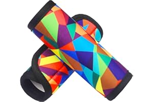 GOWRAPS Luggage Handle Wrap 2 Pack Luggage Handle Wraps for Suitcase Bright Neoprene Luggage Handle Covers/Extender/Identifiers-Travel Accessories Must Haves (Geometry-2 Pack)