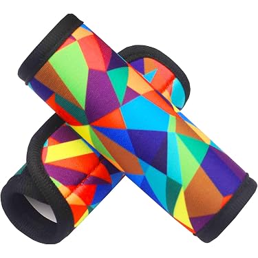 5 Pack Neoprene Luggage Handle Wraps - Colorful Geometric Pattern Grip Covers For Suitcases & Bags