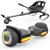 Gyroor G13 Hoverboard with K1 Seat Attachment 6.5" All-Terrain Go Kart | LED Lights, Bluetooth Speaker, UL2272 Certified, Adjustable Frame, 7.75 MPH Max Speed, Hoverboard for Kids and Adults