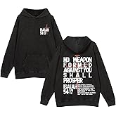 Kelxjia Christian Hoodies Men Jesus No Weapon Formed Against You Sweatshirts Faith God Oversized Acid Wash Graphic Pullover