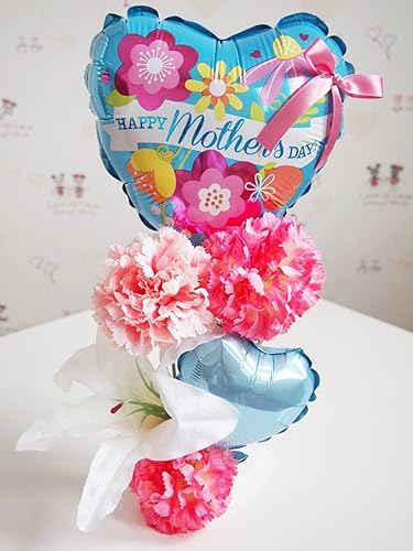 Amazon Co Jp 母の日に贈るフラワーアレンジメントギフト バルーン フラワーアレンジメント 母の日トロフィー Happy Mothersday ブルー トロフィーが型のユニークなギフトで感謝の気持ちを伝えます お届け日時指定も可能です 母の日ギフト フラワー