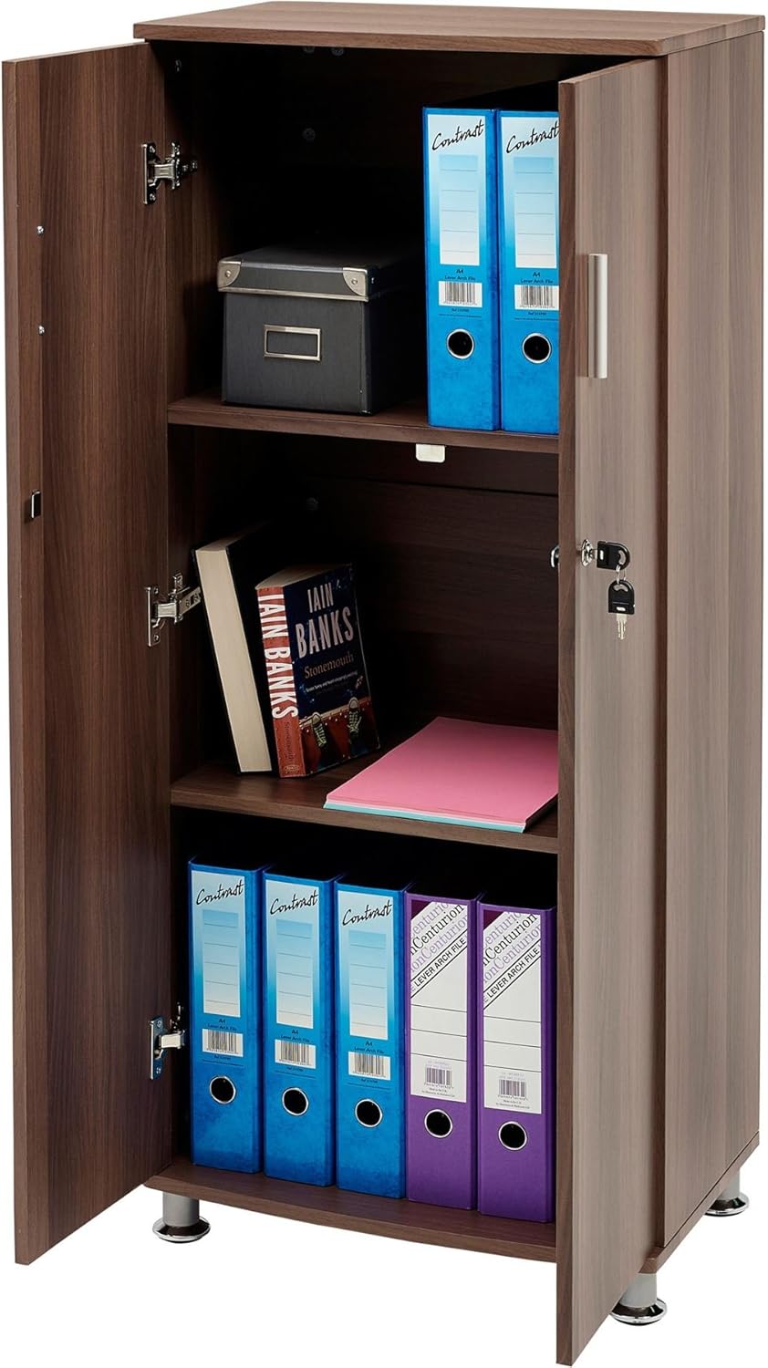 Tall Cupboard With 3 Shelves Storage Filing Cabinet Matching Range Of Home Office In Oak Effect Piranha Furniture Bonito Pc 6o Cabinets Racks Shelves