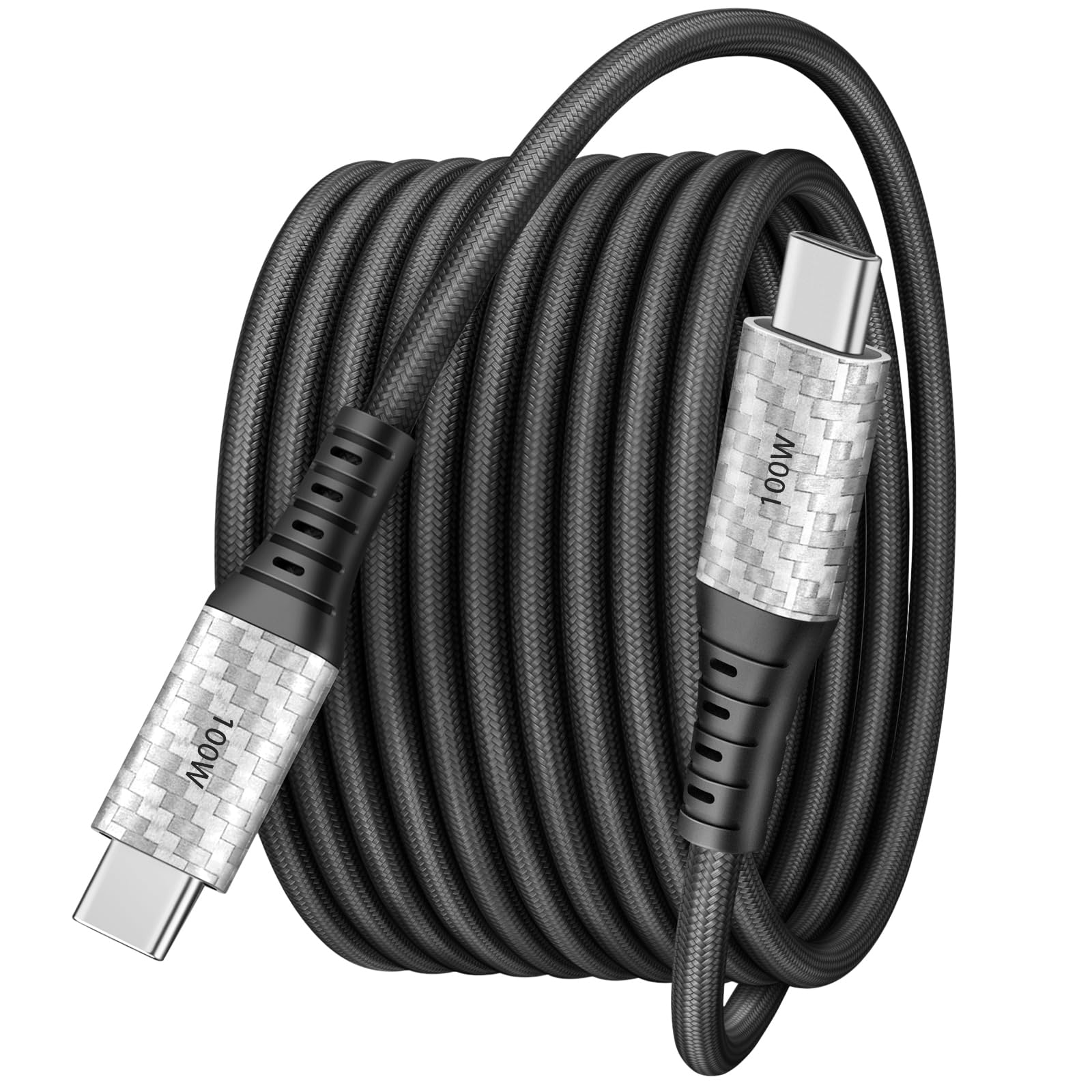 Photo 1 of 100W USB C to USB C Cable 10FT,Type C Fast Charging Cable Braided Phone Charger Data Cord for iPhone 17 16 Pro Max Plus 15 iPad/MacBook Pro Air/Samsung Galaxy S25 S24 FE Ultra S23 Z Fold Switch,Black