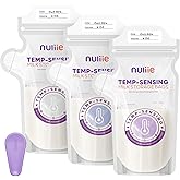 Nuliie 150pcs Temp-Sensing Breastmilk Storage Bag, Huge Temp-Sensing Icon & Locking Clamp, 6oz Breast Milk Storage Bags Freez