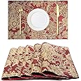 Luxury Retro placemats for Dinner Table Set of 6,Machine Washable Fabric Placemats Non-Slip Heat Resistant Indoor Dining Table mats placemats (Red, Set of 6)