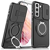 Giyer Heavy Duty Case for Samsung Galaxy S21 Case Military Grade Shockproof Rugged S21 5G Phone Case for Samsung Galaxy S21 Protective Cover with Ring Magnetic Kickstand (Black)