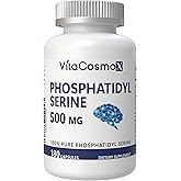 VitaCosmoX Phosphatidylserine, 500mg, 180 Veggie Capsules - 90 Servings, Gluten Free, Non-GMO, and Vegetarian Friendly