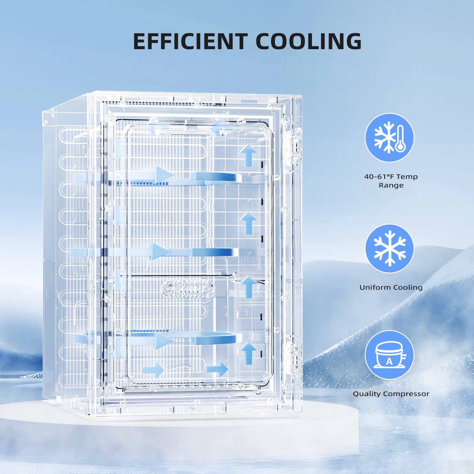 Antarctic Star 18L Beverage Refrigerator Cooler 24Can, Mini Fridge with Quiet Compressor, LED Light,Freestanding Small Fridge with Electronic Temperature Control for Home and Bar(40-61 ℉)