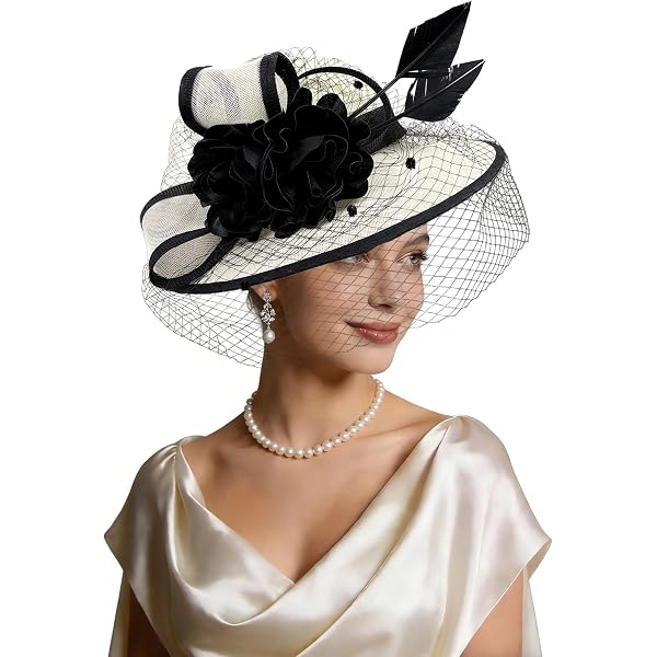 Wide Brim Fascinator Hat Adjustable Headband Polyester Derby Style BABEYOND Derby Hats for Women - Fascinators Tea Party Hats  main image 4