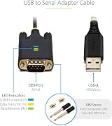 StarTech USB to DB9 RS232 Adapter Cable 1m FTDI COM Retention LED view 4
